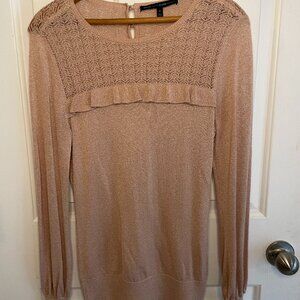 White House Black Market (WHBM) Pink Ruffle Sweater - Shimmery size Small